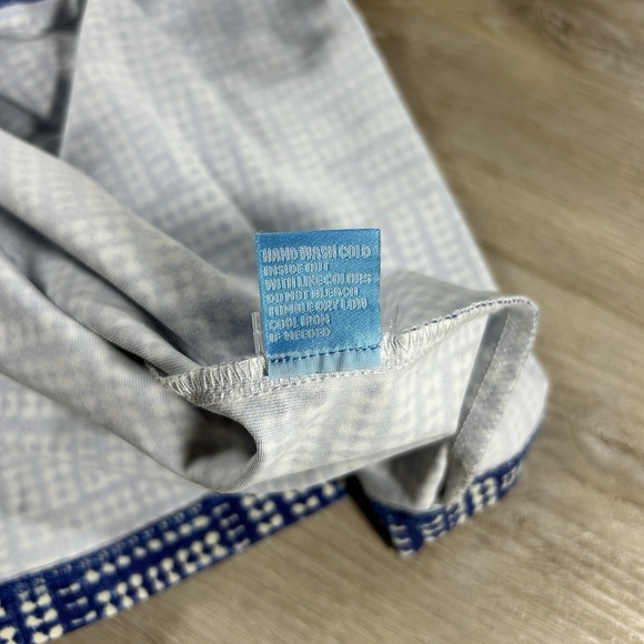 J McLaughlin Large Lawrence Blue Collared Catalina Cloth Geometric Shirt Dress - Picture 10 of 14